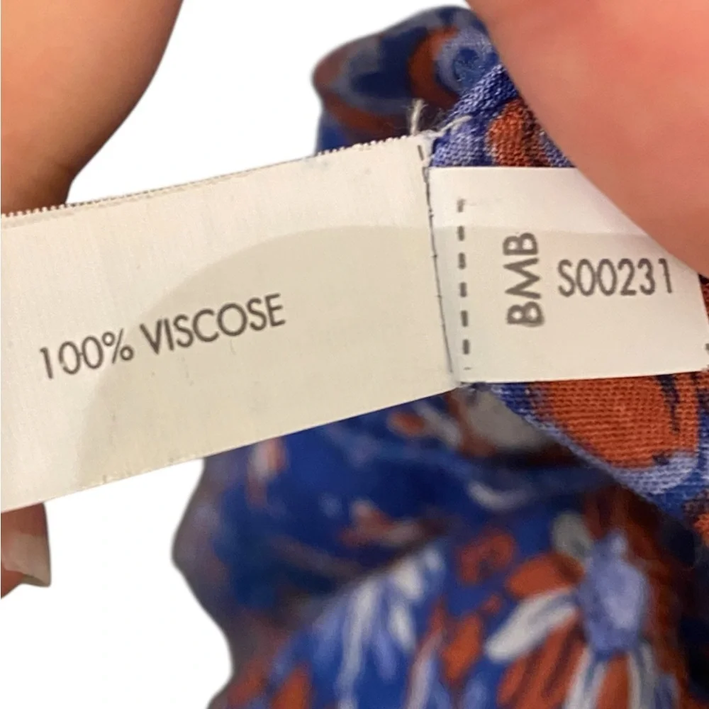 Poupette St. Barth Cotton Floral Long Sleeve V-Neck Smocked Waist Mini Dress - Picture 6 of 7